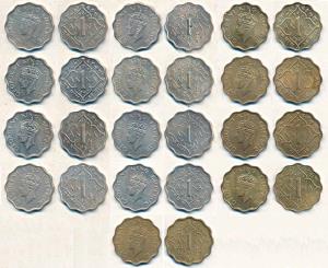 George VI, Cupro-Nickel & Nickel-Brass Anna, 1940, 1941, 1942, 1943, 1944, 1945, 1946 & 19