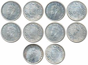 George VI, Silver ¼ Rupee, 1939, Bombay Mint (Prid 461); Half Silver ¼ Rupee 1940 (4), Cal