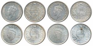 George VI, Silver ½ Rupee (4), 1938, Bombay Mint, Head type I (Prid 351); 1939, Bombay Min