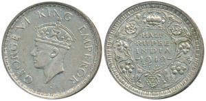 George VI, Half Silver ½ Rupee, 1942, Bombay Mint, smaller effigy (Prid 357). Extremely Fi