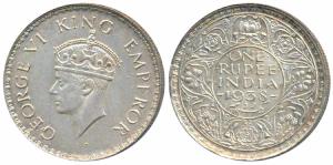 George VI, Silver Rupee, 1938, Bombay Mint, A / I / without dot (Prid 233). Extremely Fine