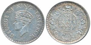 George VI, Silver Rupee, 1938, Bombay Mint, A / I / with dot, (Prid 234). About Extremely 