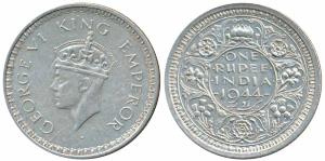 George VI, Half Silver Rupee, 1944, Bombay Mint, C / Ia, Unreported in any reference catal