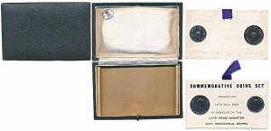 1964 Uncirculated set, Birth Anniversary of Jawaharlal Nehru, set of 2, 50p and 1 Rupee. I