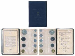 1969 Proof Set, Gandhiji Birth Centennial, set of 9, 1 Paisa to Rupees 10, Bombay Mint. In