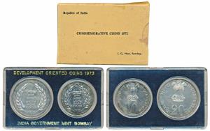 1973 Uncirculated Set, Grow More Food, set of 2, Rupees 10 and 20. In near immaculate cond