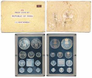 1976 Proof Set, Work and Food For All, set of 10, 1 Paisa to Rupees 50. In near immaculate