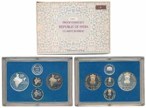 1982 Proof Set, National Integration, set of 4, 50 Paisa to Rupees 100. In near immaculate