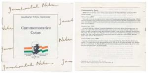 Specification card / Information Booklet for a Proof Set, Jawaharlal Nehru Centenary, 1989