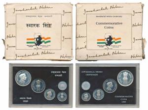 1989 Proof Set, Jawaharlal Nehru Centenary, set of 4, Rupee 1 to 100. Within original pack