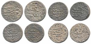 Shah Jahan, Silver Rupee (4), Surat Mint, AH 1044, 1058/21, 1063/27 and 1068/xx, legend wi
