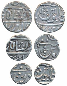 Muhiabad urf Poona Mint, Silver Rupee, ½ & ¼ Rupee, 10.5g, 5.5g & 2.8g, in the name of Sha