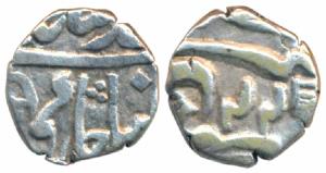 Mominabad (Bindraban Mint), Silver ¼ Rupee, 2.57g, in the name of Shah Alam II, RY 44, obv
