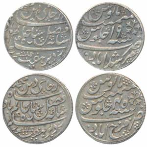 Murshidabad and Farrukhabad Mints, Silver Rupee (2), in the name of Shah Alam II, frozen R