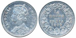 Victoria Empress, Silver ¼ Rupee, 1879, Calcutta Mint, C / II / C incuse, (Prid 384). Very