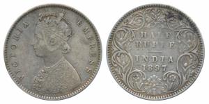 Victoria Empress, Silver ½ Rupee, 1897, Bombay Mint, A / I / B incuse, (Prid 305). Very Fi