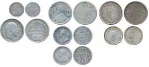 Victoria, Silver 2 Annas 1862; Silver ½ Rupee (3), Edward VII 1907, George V 1918, George 