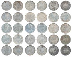 Victoria Queen & Empress, Silver Rupee (15), 1840, 1862 (4) including a 7 & 10 dot coin, 1