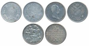 Austria, Silver ½ Thaler, 1825, (KM 2154); Saudi Arabia, Silver 1 Riyal, 11.5g, AH 1354, (