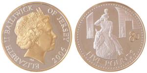 Bailiwick of Jersey, Elizabeth II, Silver 5 Pounds, 38.61g, 2006, 80th Anniversary of the 