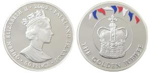 Falkland Islands, Elizabeth II, Silver 50 Pence, 28.28g, 2002 (KM 80a.1). Uncirculated.