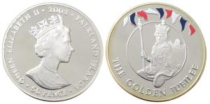 Falkland Islands, Elizabeth II, Silver 50 Pence, 28.28g, 2002 (KM P14). Uncirculated.