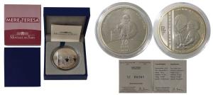 France, Silver, 10 Euro, 22.2g, 2010, Mother Teresa, Proof, within original box of issue.