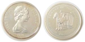 Isle of Man, Elizabeth II, Silver Crown, 28.28g, 1976, 100th Anniversary of the Horse Tram