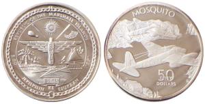 Republic of the Marshall Islands, Silver 50 Dollars, 31.1g, 1991, rev. World war II fighte