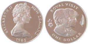 New Zealand, Elizabeth II, Silver 1 Dollar, 27.22g, 1983, Visit of Prince and Princess of 