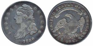 United States of America, Silver 50 Cents / ½ Dollar, 13.23g, 1836, obv. bust of Liberty (
