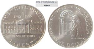 United States of America, Silver Dollar, 1992-D, The White House. Graded by PCGS MS68.