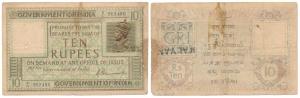 George V, Rupees 10, 1st issue, 1925, signed H. Denning, serial number in top right corner