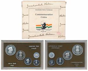 1989 Proof Set, Jawaharlal Nehru Centenary, set of 4, Rupee 1 to 100. In immaculate condit