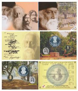 2011 Proof Set, 150th Birth Anniversary of Rabindranath Tagore, set of 2, Rupees 5 and 150