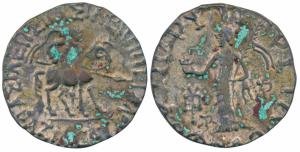 Indo Scythian, Azilises (c. 85-45/35 BC), Silver Tetradrachm, 9.31g, obv. king holding spe