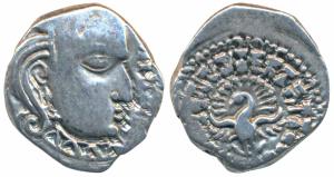 Guptas, Skandagupta, Silver Drachma, 2.43g, Madhyadesha type, obv. bust of the ruler facin
