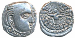 Guptas, Skandagupta, Silver Drachma, 2.40g, Madhyadesha type, obv. bust of the ruler facin
