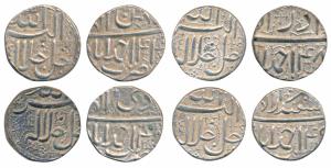 Akbar, Silver Rupee (5), Ahmedabad Mint, Ilahi type, Month Azar Year 48; Month Di Year 48,