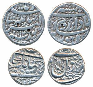 Jahangir, Silver Rupee (2), 11.16g & 11.27g, Lahore Mint, ‘Bada Bar Hamesha’ couplet, AH (