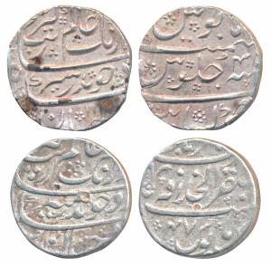 Aurangzeb, Silver Rupee (2), Khambayat Mint, AH 1110/ 41; Mustaqir al-Khilafat Akbarabad, 