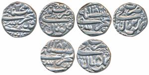 Shah Jahan Begum, Silver Rupee (2), Bhopal Mint, AH 1282/2, 1282/8 & 1285 (KM Y10). About 