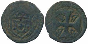 Diu, Maria I and Pedro III (1777-1786 AD), Copper Atia, 1778, obv. crowned arms, rev. date