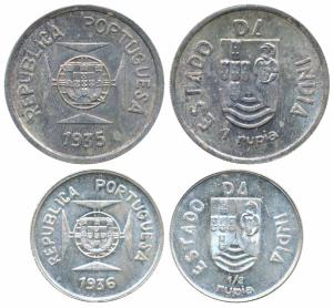 Silver Rupia and ½ Rupia, 1935 and 1936 (KM 23 & 22). Uncirculated. (2)
