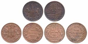 Copper ¼ Anna, 1858, Birmingham Mint, Wreath tips-single leaves, J. Watt and Co, (Prid 156