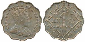 Edward VII, Cupro-Nickel Anna, 1910, Bombay Mint, B incuse, (Prid 929). About Extremely Fi