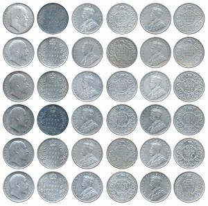 Silver Rupees (18), Edward VII 1904, 1905, 1906 (2), 1907, 1910; George V, 1916 (2), 1917 