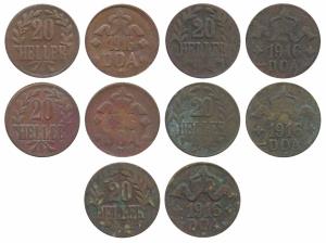 German East Africa, Copper 20 Heller, 1916 J (KM 15a). Very Fine to Very Fine+, Scarce. (5