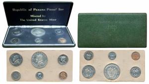 Panama, Proof Set, Silver Balboa, 26.73g; Copper Nickel Clad Copper ½ Balboa to Copper Cen