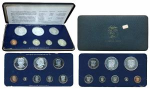 Panama, Proof Set, Half Silver 5 Balboas, 23.33g; Half Silver Balboa, 20.74g; Copper Nicke